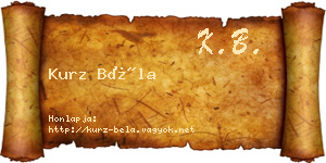 Kurz Béla névjegykártya